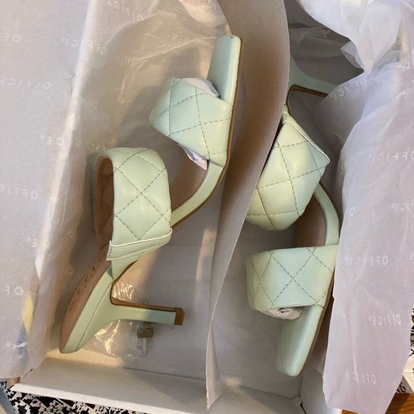 Office Heeled Mules in Sage - Picture 2 of 4